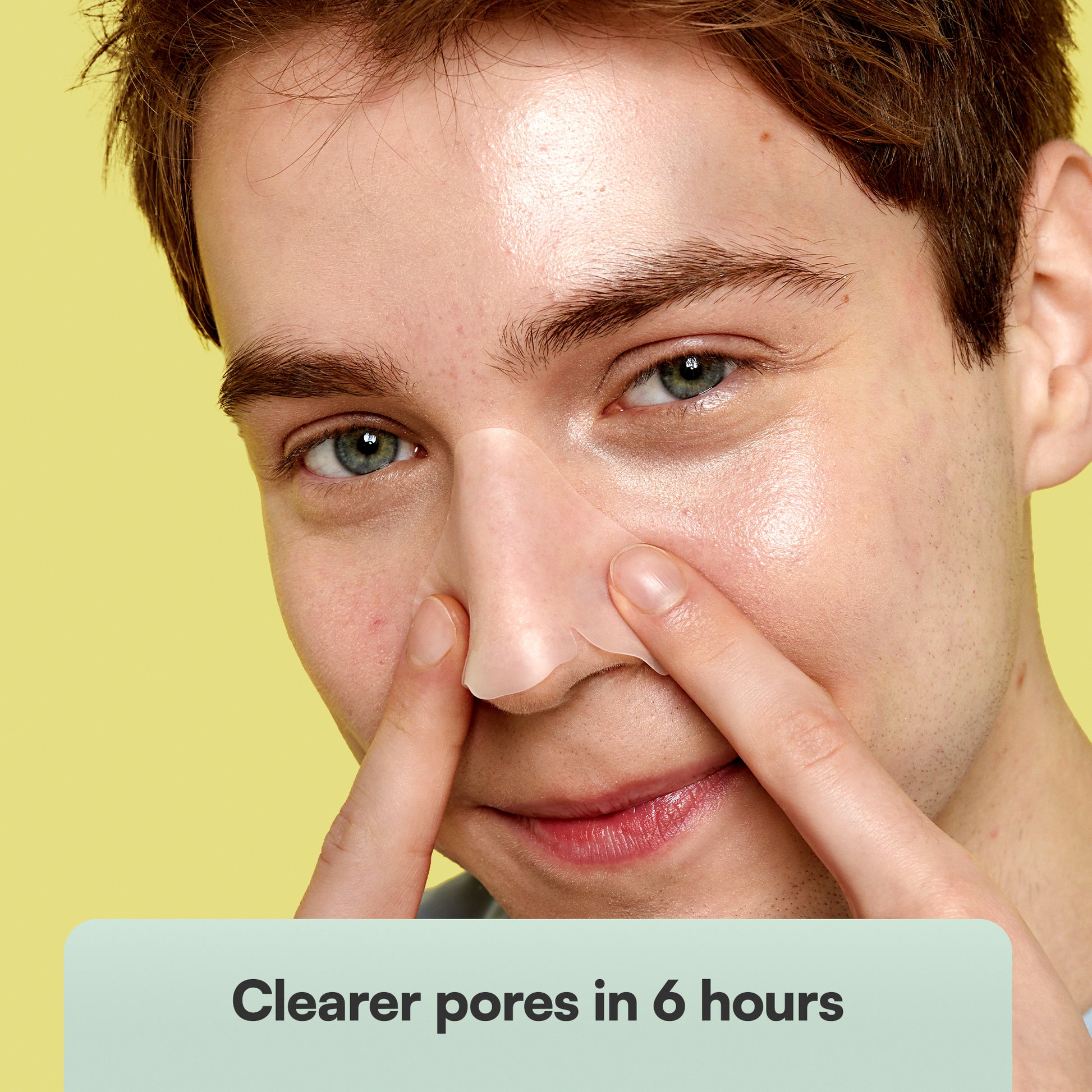 Individual applying a Nose Pore Patch to their nose, Clearer nose Pores Patches